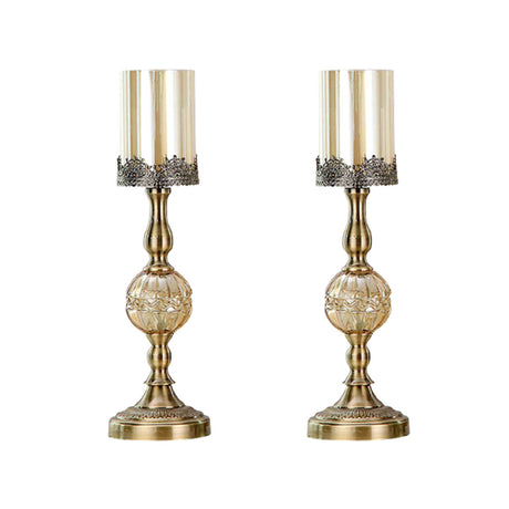 SOGA 2X 47cm Glass Candle Holder Candle Stand Glass/Metal - Cafe Supply
