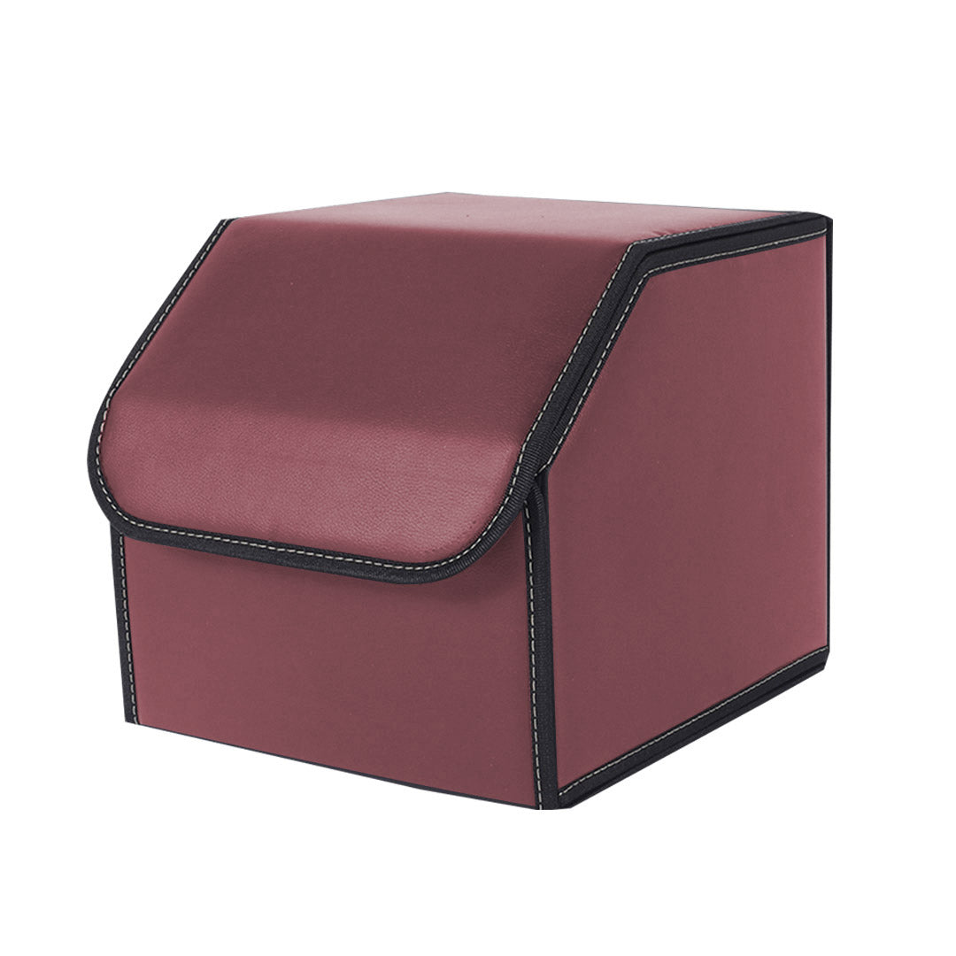 SOGA Leather Car Boot Collapsible Foldable Trunk Cargo Organizer Portable Storage Box Red Small - Cafe Supply