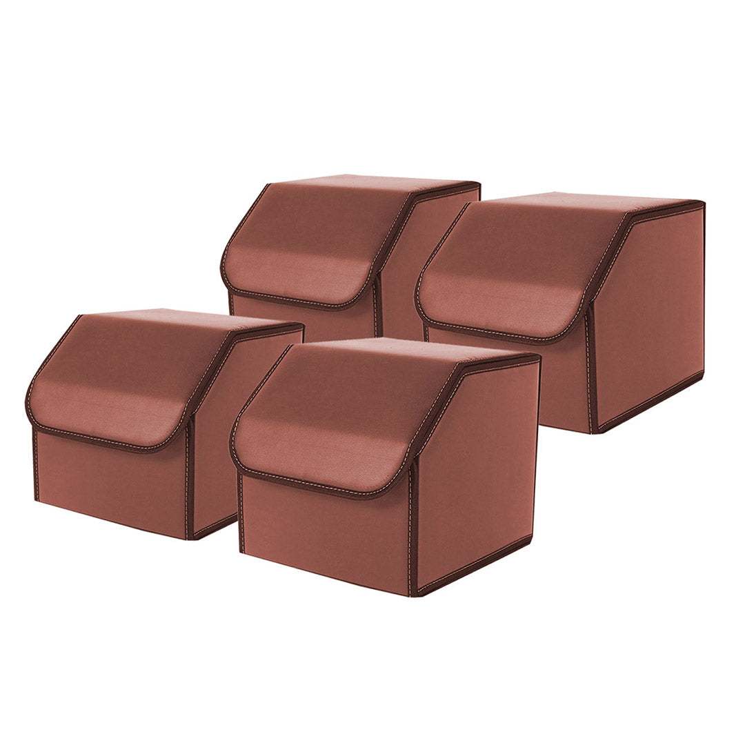 SOGA 4X Leather Car Boot Collapsible Foldable Trunk Cargo Organizer Portable Storage Box Coffee Small - Cafe Supply