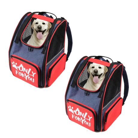 SOGA 2X Red Pet Carrier Backpack Breathable Mesh Portable Safety Travel Essentials Outdoor Bag - Cafe Supply