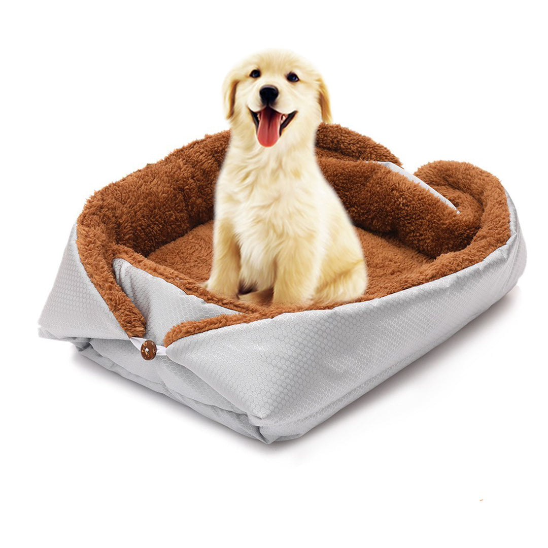 SOGA Silver Dual-purpose Cushion Nest Cat Dog Bed Warm Plush Kennel Mat Pet Home Travel Essentials - Cafe Supply