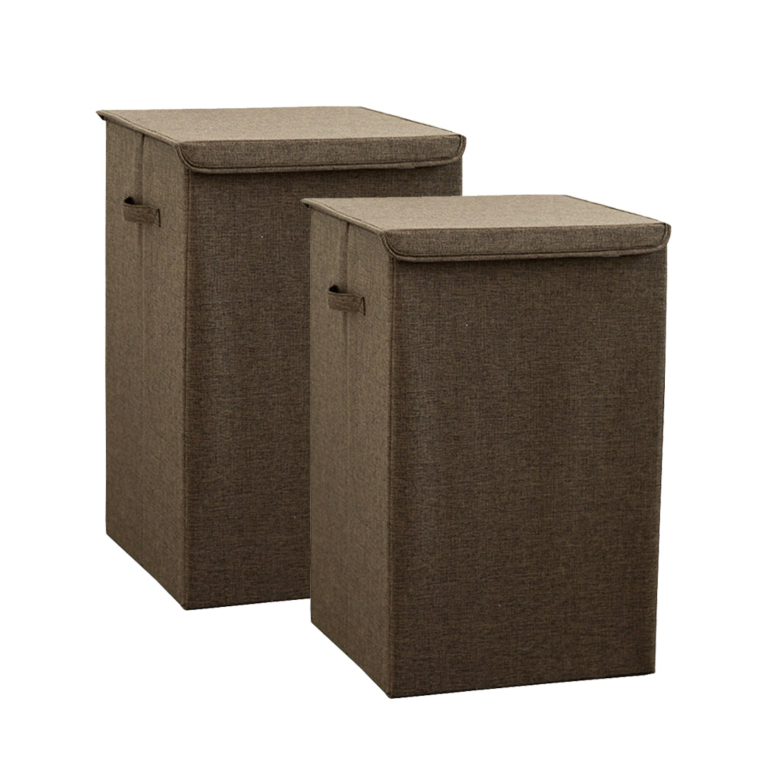 SOGA 2X Coffee Large Collapsible Laundry Hamper Storage Box Foldable Canvas Basket Home Organiser Decor - Cafe Supply