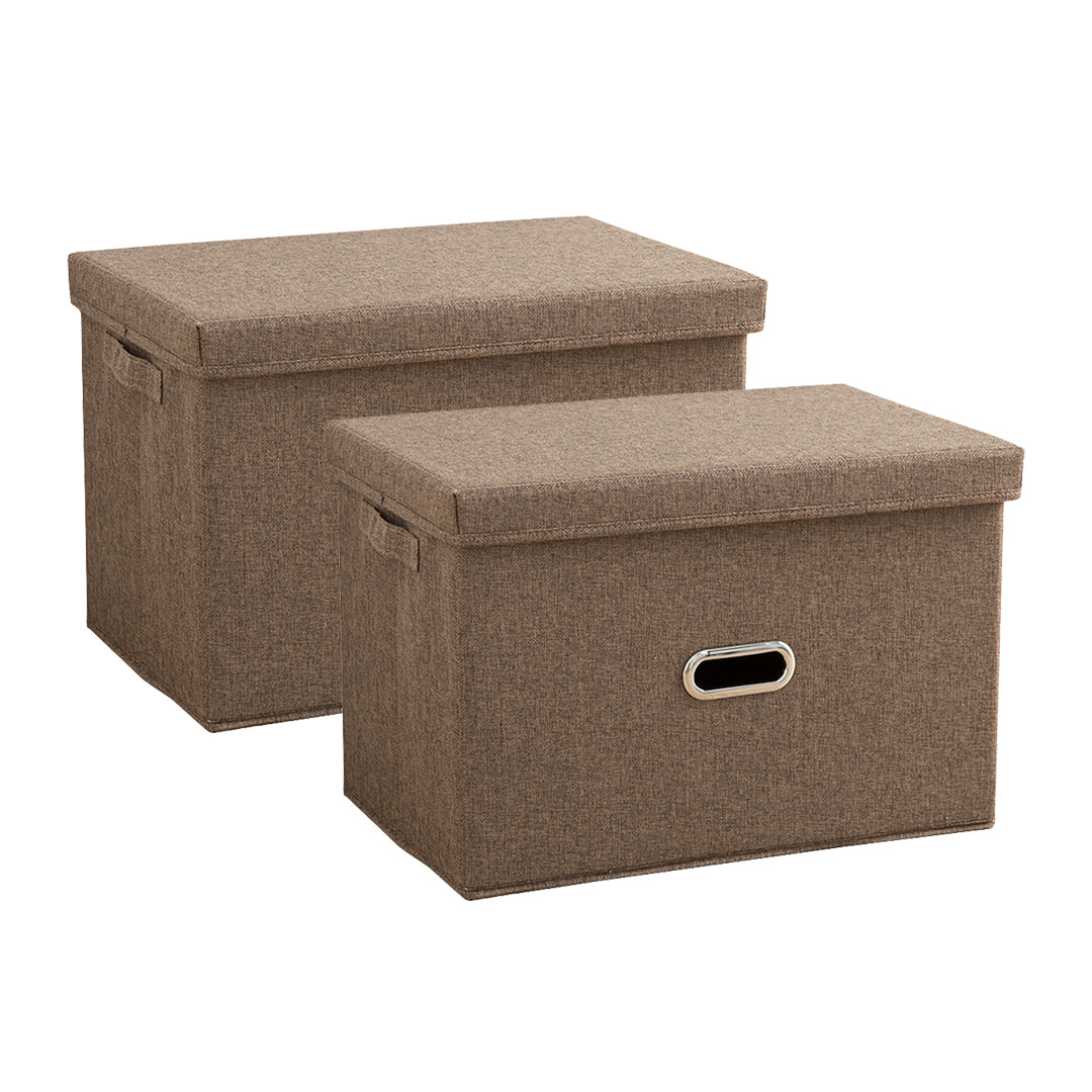SOGA 2X Coffee Large Foldable Canvas Storage Box Cube Clothes Basket Organiser Home Decorative Box - Cafe Supply