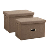 SOGA 2X Coffee Large Foldable Canvas Storage Box Cube Clothes Basket Organiser Home Decorative Box - Cafe Supply