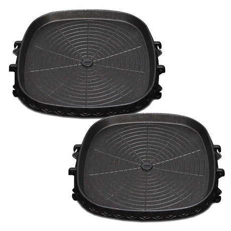 SOGA 2X Portable Korean BBQ Butane Gas Stove Stone Grill Plate Non Stick Coated Square - Cafe Supply