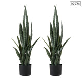 SOGA 2X 97cm Artificial Indoor Snake Sansevieria Plant Fake Decoration Tree Flower Pot - Cafe Supply