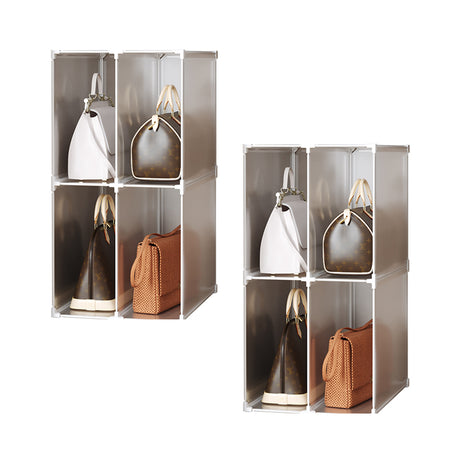 SOGA 2X 2 Tier Multifunctional PP Plastic Bag Box Portable Cubby DIY Storage Shelves Stackable Handbag Purse Organiser - Cafe Supply