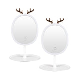 SOGA 2X White Antler LED Light Makeup Mirror Tabletop Vanity Home Decor - Cafe Supply