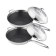 SOGA 2X 18/10 Stainless Steel Fry Pan 32cm Frying Pan Top Grade Non Stick Interior Skillet with Helper Handle and Lid - Cafe Supply