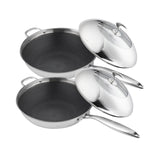 SOGA 2X 18/10 Stainless Steel Fry Pan 32cm Frying Pan Top Grade Non Stick Interior Skillet with Helper Handle and Lid - Cafe Supply