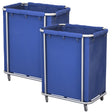 SOGA 2X Stainless Steel Commercial Square Soiled Linen Laundry Trolley Cart with Wheels Blue - Cafe Supply