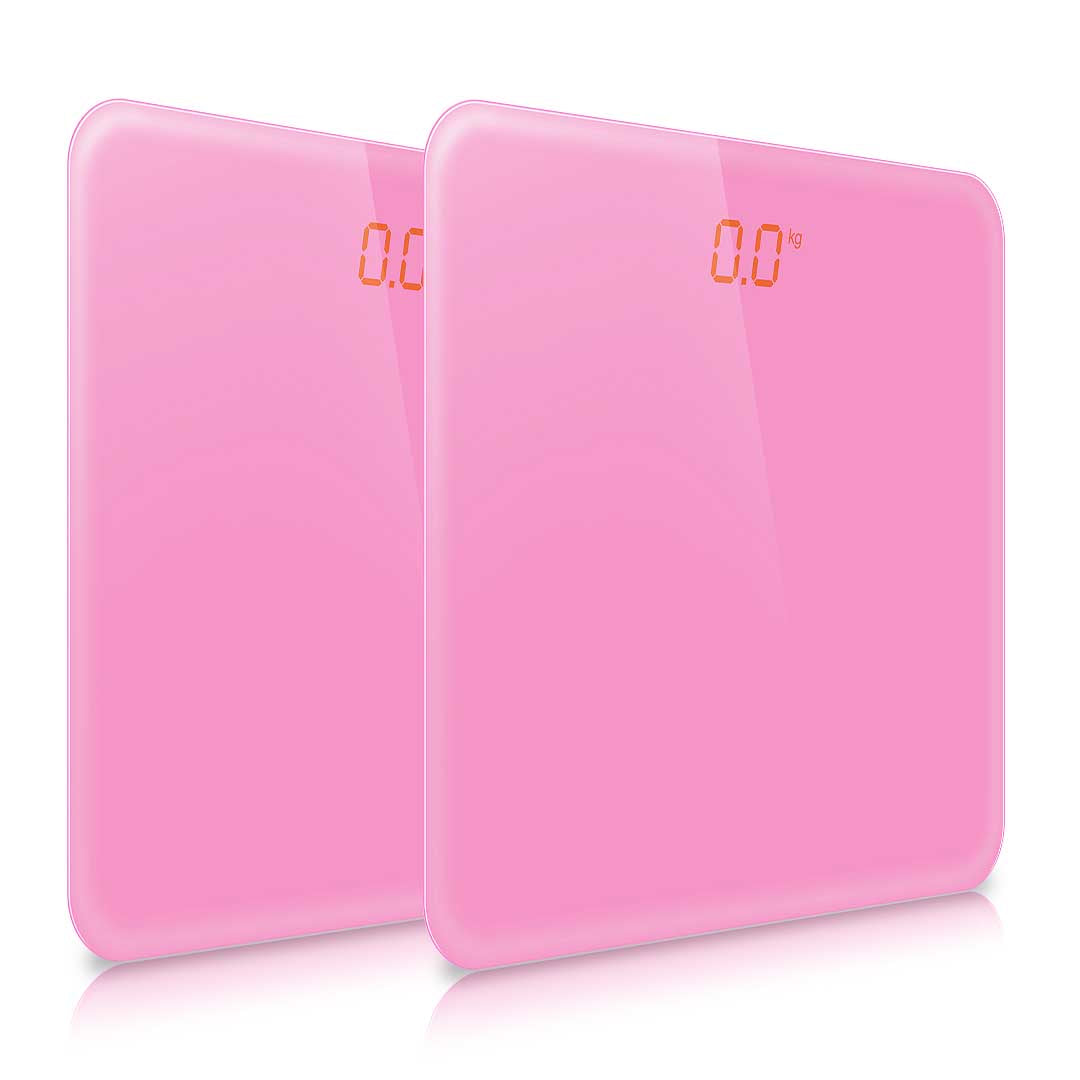 SOGA 2X 180kg Digital Fitness Weight Bathroom Gym Body Glass LCD Electronic Scales Pink - Cafe Supply