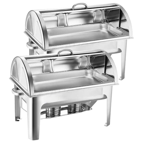 SOGA 2X 9L Stainless Steel Full Size Roll Top Chafing Dish Food Warmer - Cafe Supply