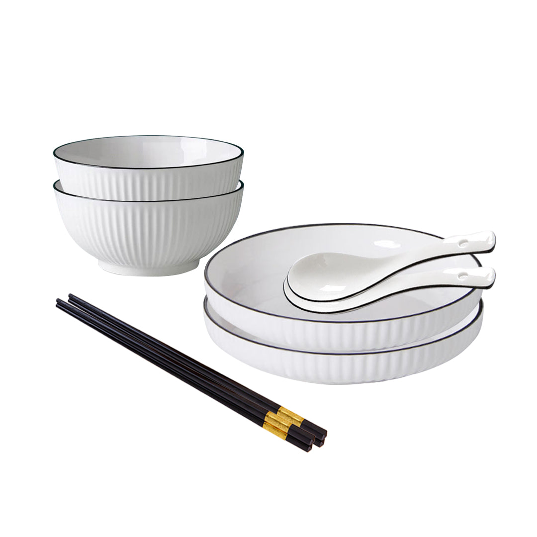 SOGA White Japanese Style Ceramic Dinnerware Crockery Soup Bowl Plate Server Kitchen Home Decor Set of 4 - Cafe Supply