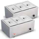 SOGA 2X Stainless Steel 3 X 1/2 GN Pan Electric Bain-Marie Food Warmer with Lid - Cafe Supply