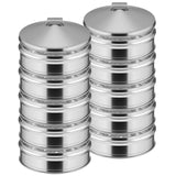 SOGA 2X 5 Tier Stainless Steel Steamers With Lid Work inside of Basket Pot Steamers 25cm - Cafe Supply