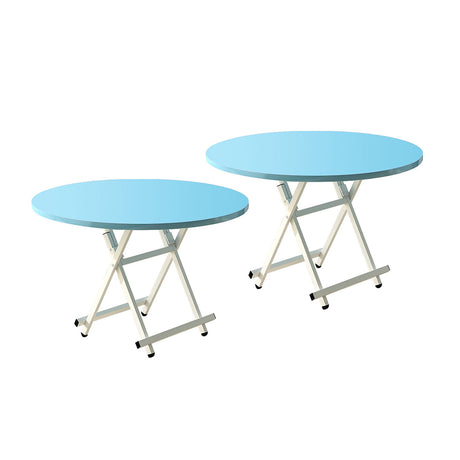 SOGA 2X  Blue Dining Table Portable Round Surface Space Saving Folding Desk Home Decor - Cafe Supply
