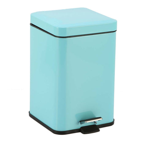 SOGA Foot Pedal Stainless Steel Rubbish Recycling Garbage Waste Trash Bin Square 6L Blue - Cafe Supply