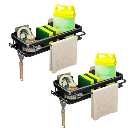 SOGA 2X 34cm Kitchen Sink Storage Organiser Space Saving Adhesive Shelf Rack - Cafe Supply