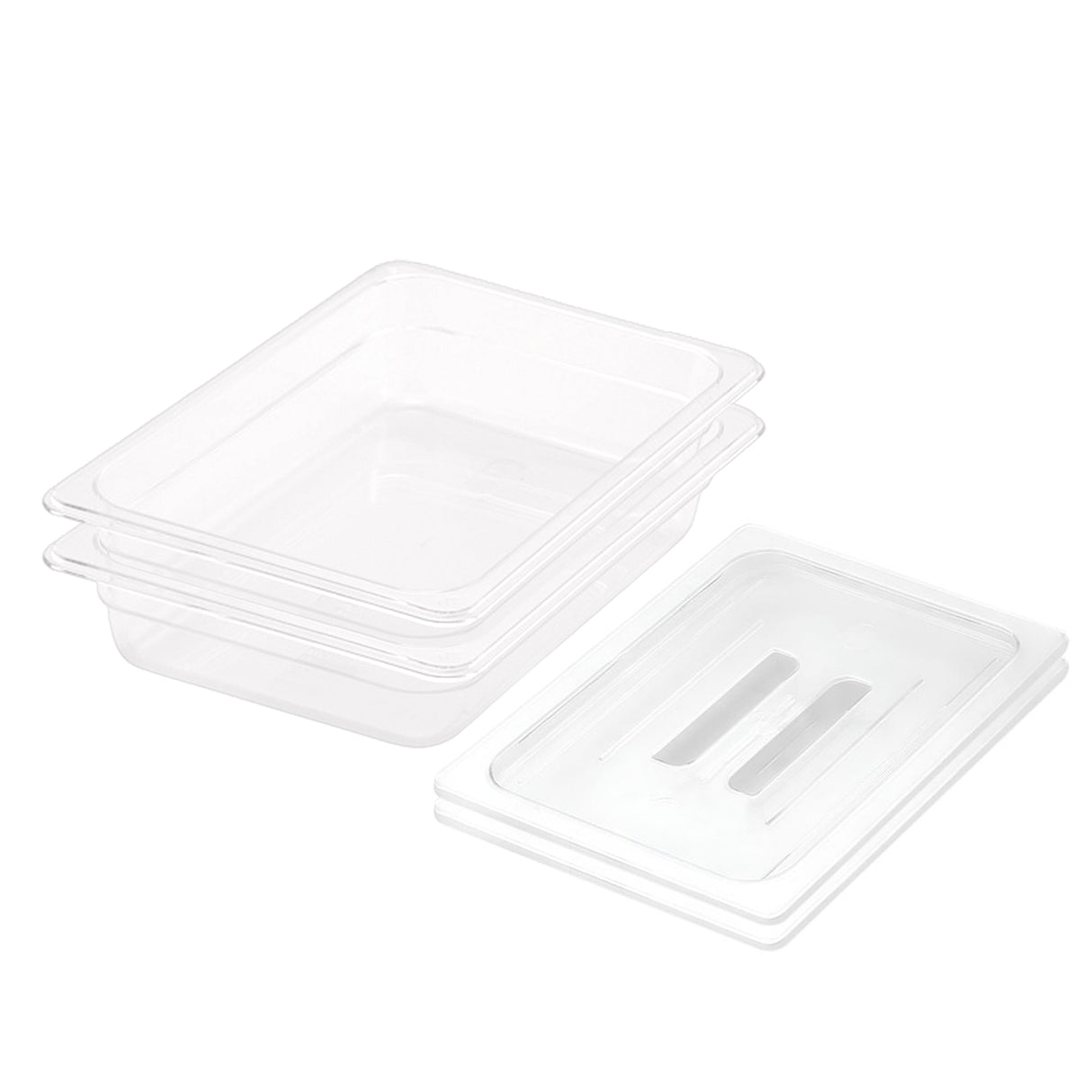 SOGA 65mm Clear Gastronorm GN Pan 1/2 Food Tray Storage Bundle of 2 with Lid - Cafe Supply