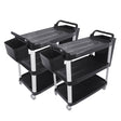 SOGA 2X 3 Tier 83x43x95cm Food Trolley Food Waste Cart w/ 2 Bins Storage Kitchen Small - Cafe Supply