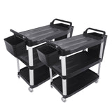 SOGA 2X 3 Tier 83x43x95cm Food Trolley Food Waste Cart w/ 2 Bins Storage Kitchen Small - Cafe Supply