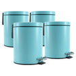 SOGA 4X 7L Foot Pedal Stainless Steel Rubbish Recycling Garbage Waste Trash Bin Round Blue - Cafe Supply