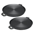 SOGA 2X 35cm Round Ribbed Cast Iron Frying Pan Skillet Steak Sizzle Platter with Handle - Cafe Supply