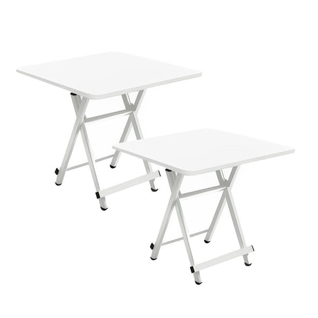 SOGA 2X White Dining Table Portable Square Surface Space Saving Folding Desk with Lacquered Legs  Home Decor - Cafe Supply