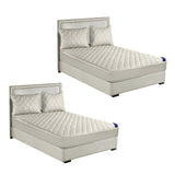 SOGA 2X White 183cm Wide Cross-Hatch Mattress Cover Thick Quilted Stretchable Bed Spread Sheet Protector with Pillow Covers - Cafe Supply