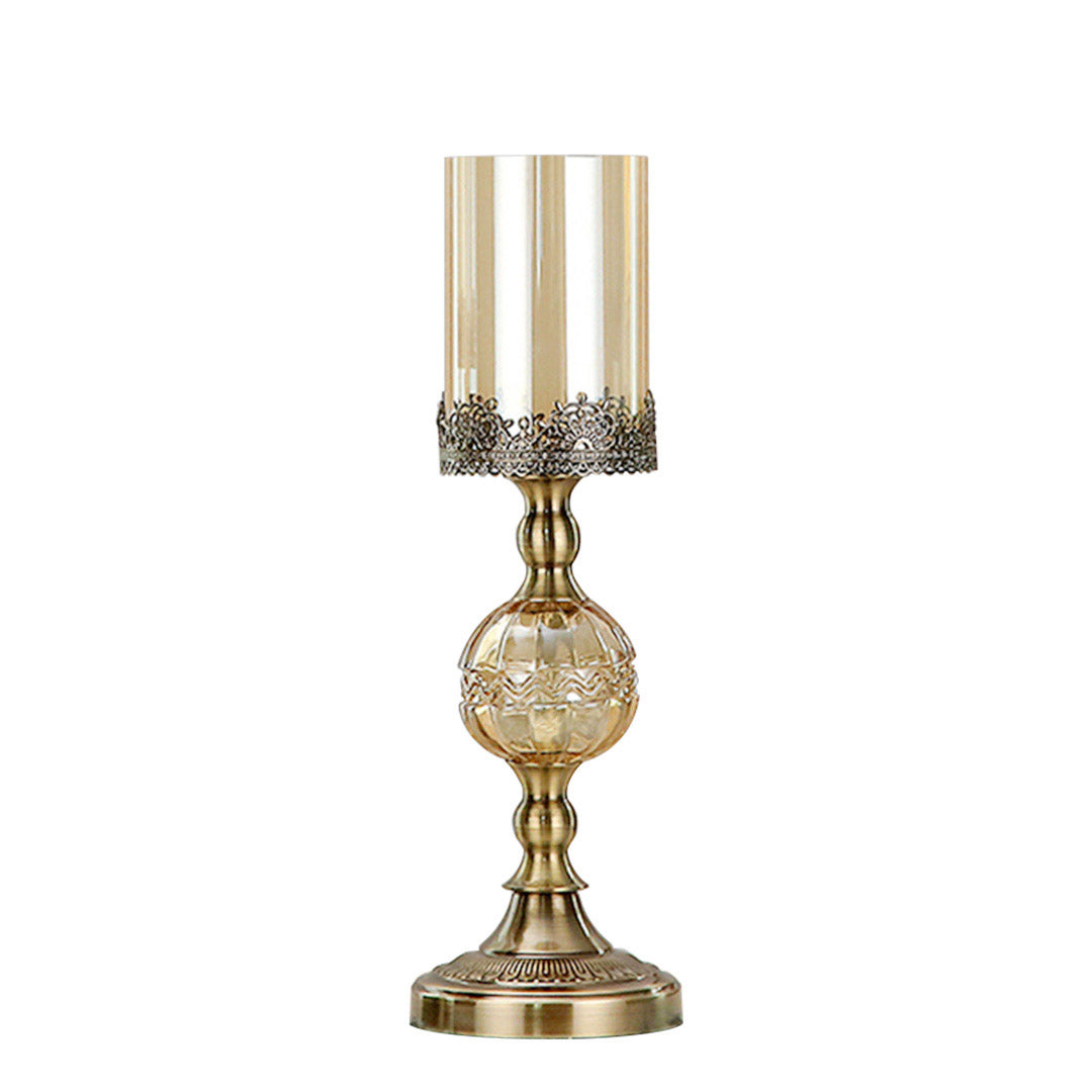 SOGA 42cm Glass Candle Holder Candle Stand Glass/Metal - Cafe Supply