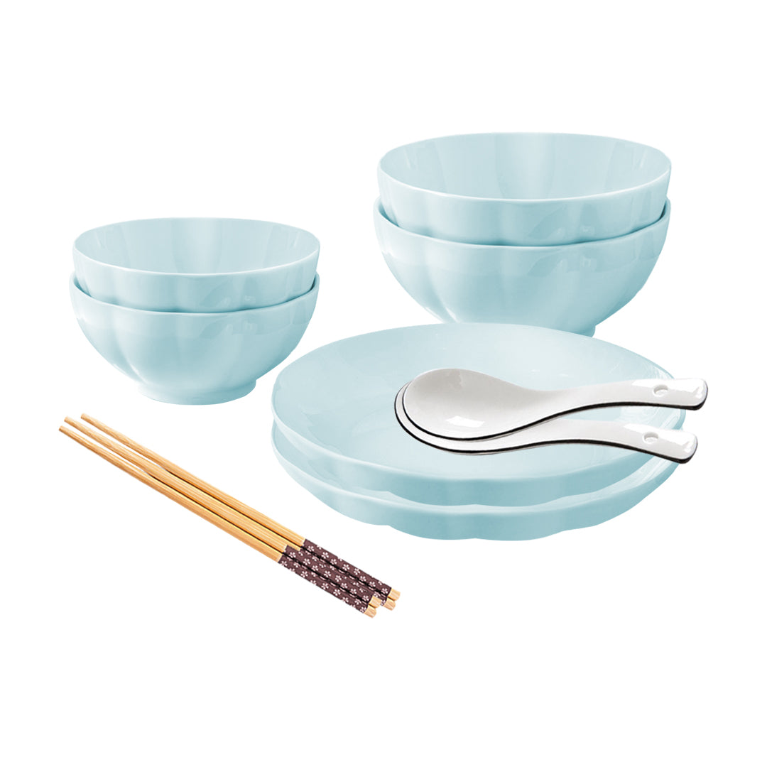 SOGA Light Blue Japanese Style Ceramic Dinnerware Crockery Soup Bowl Plate Server Kitchen Home Decor Set of 6 - Cafe Supply