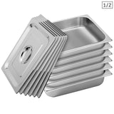 SOGA 6X Gastronorm GN Pan Full Size 1/2 GN Pan 6.5cm Deep Stainless Steel Tray With Lid - Cafe Supply