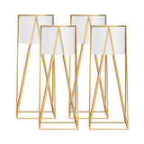 SOGA 4X 50cm Gold Metal Plant Stand with White Flower Pot Holder Corner Shelving Rack Indoor Display - Cafe Supply