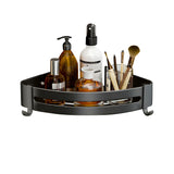 SOGA Black Wall-Mounted Triangular Bathroom Storage Corner Vanity Organiser Space Saving Adhesive Shelf Rack with Hooks - Cafe Supply