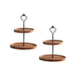SOGA 2X 20cm 2 Tier Brown  Round Wooden Acacia  Dessert Tray Cake Snacks Cupcake Stand Buffet Serving Countertop Decor - Cafe Supply