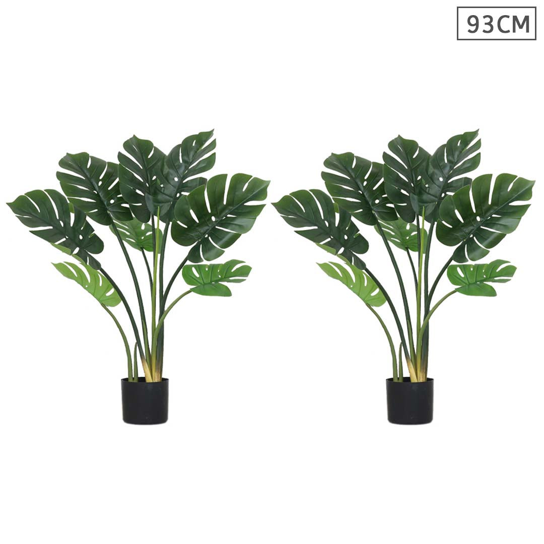 SOGA 2X 93cm Artificial Indoor Potted Turtle Back Fake Decoration Tree Flower Pot Plant - Cafe Supply