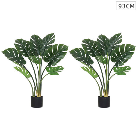 SOGA 2X 93cm Artificial Indoor Potted Turtle Back Fake Decoration Tree Flower Pot Plant - Cafe Supply