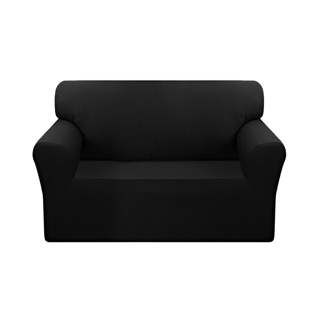 SOGA 2-Seater Black Sofa Cover Couch Protector High Stretch Lounge Slipcover Home Decor - Cafe Supply