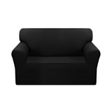 SOGA 2-Seater Black Sofa Cover Couch Protector High Stretch Lounge Slipcover Home Decor - Cafe Supply
