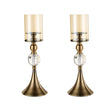 SOGA 2X 43cm Glass Candle Holder Candle Stand Glass/Metal - Cafe Supply