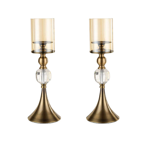 SOGA 2X 43cm Glass Candle Holder Candle Stand Glass/Metal - Cafe Supply