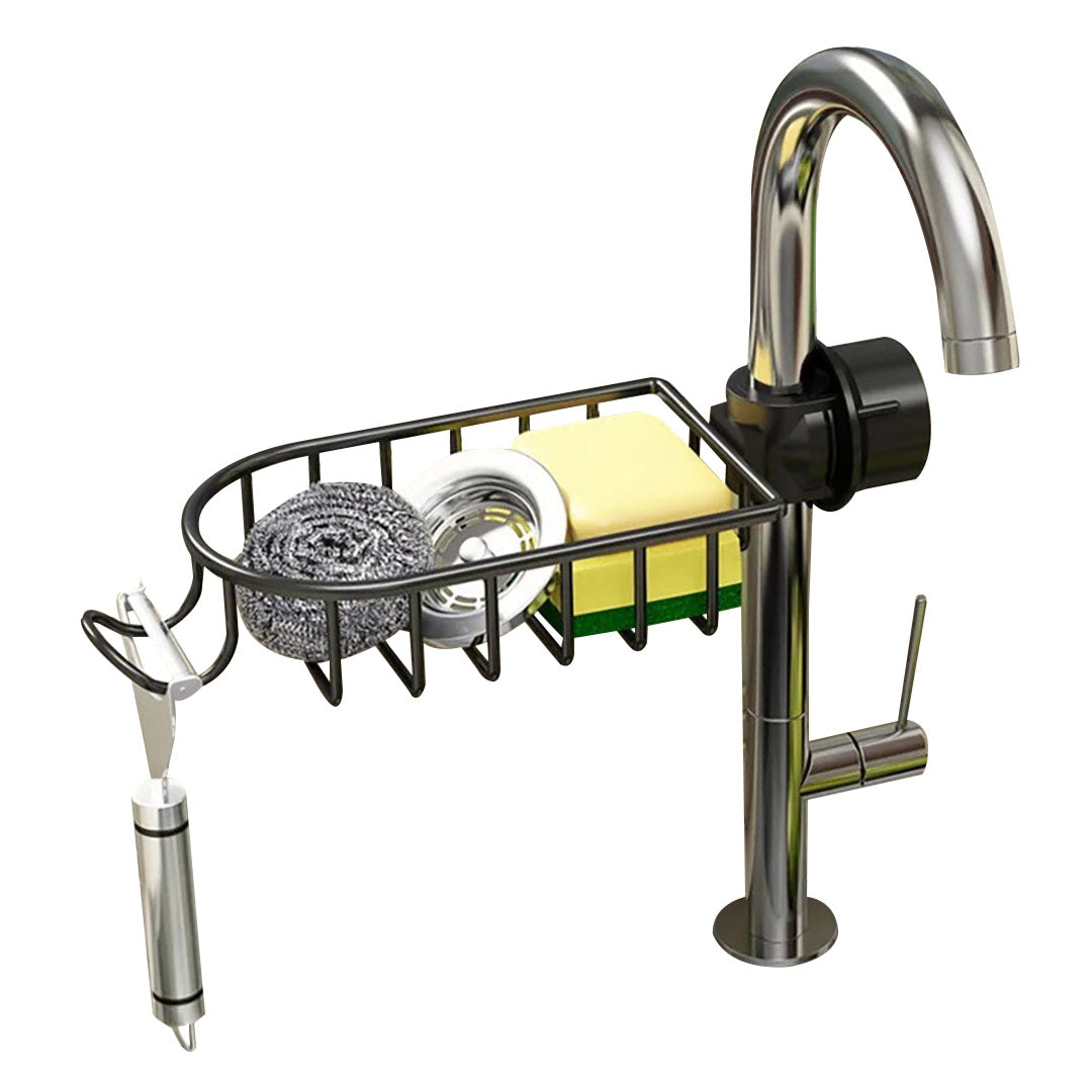 SOGA Black Single Kitchen Sink Organiser Faucet Soap Sponge Caddy Rack Storage Drainer - Cafe Supply