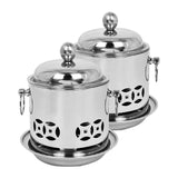 SOGA 2X Stainless Steel Mini Asian Buffet Hot Pot Single Person Shabu Alcohol Stove Burner with Lid - Cafe Supply