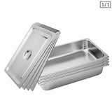 SOGA 4X Gastronorm GN Pan Full Size 1/1 GN Pan 10cm Deep Stainless Steel Tray With Lid - Cafe Supply