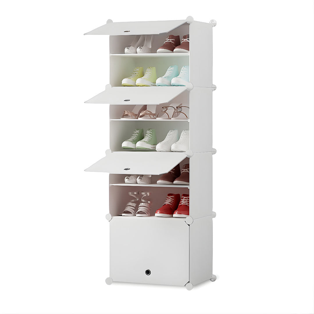 SOGA 7 Tier White Shoe Rack Organizer Sneaker Footwear Storage Stackable Stand Cabinet Portable Wardrobe with Cover - Cafe Supply