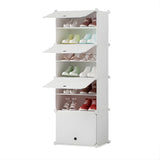 SOGA 7 Tier White Shoe Rack Organizer Sneaker Footwear Storage Stackable Stand Cabinet Portable Wardrobe with Cover - Cafe Supply