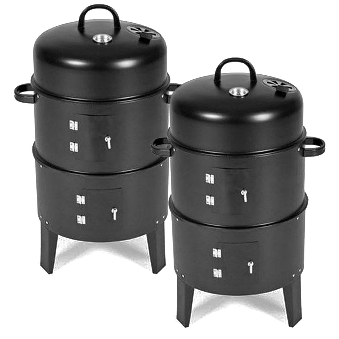 SOGA 2X 3 In 1 Barbecue Smoker Outdoor Charcoal BBQ Grill Camping Picnic Fishing - Cafe Supply