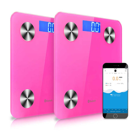 SOGA 2X Wireless Bluetooth Digital Body Fat Scale Bathroom Health Analyser Weight Pink - Cafe Supply