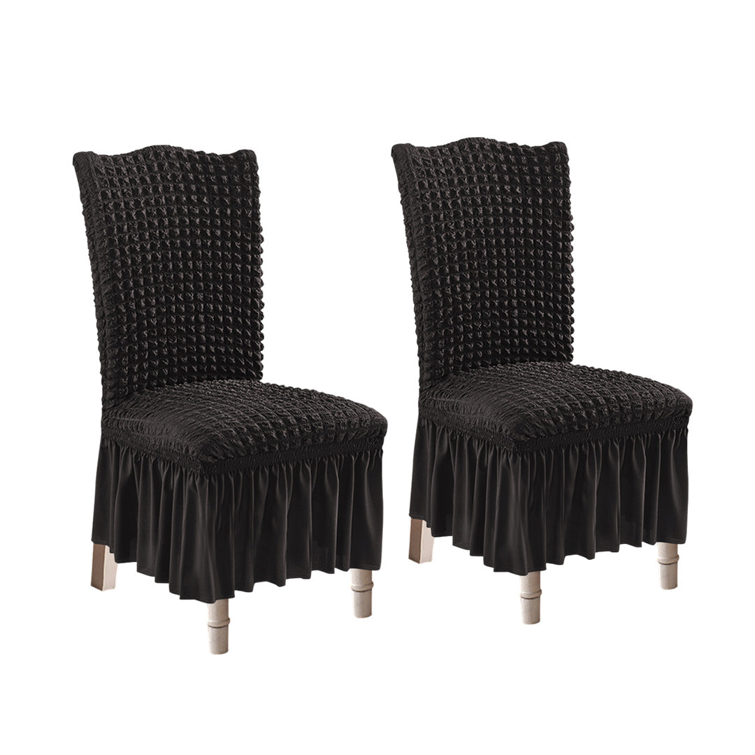 SOGA 2X Black Chair Cover Seat Protector with Ruffle Skirt Stretch Slipcover Wedding Party Home Decor - Cafe Supply